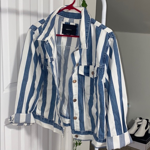 forever 21 striped denim jacket